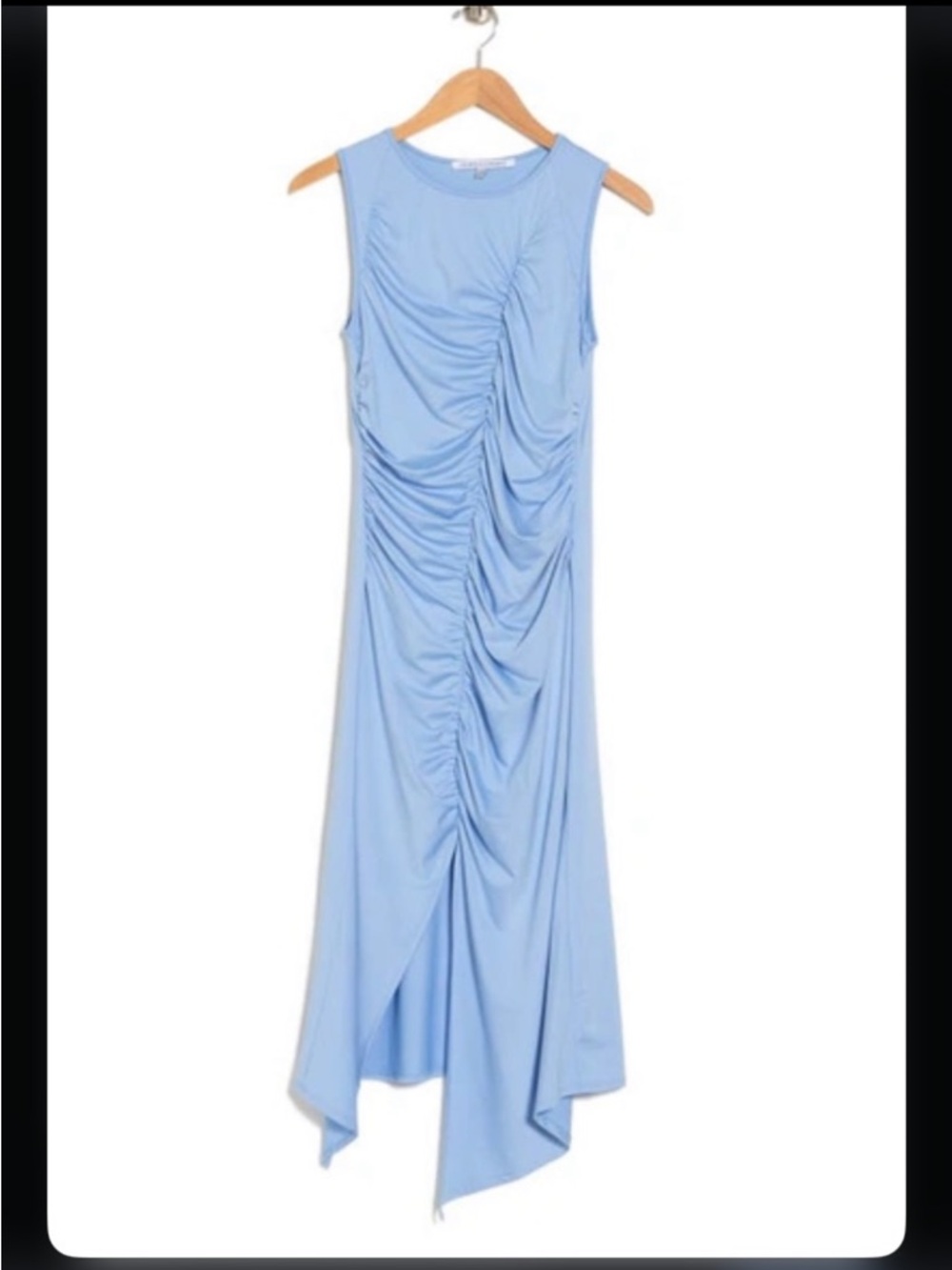 NWT COLLECTIVE CONCEPTS baby blue cinched ruched asymmetrical hem midi dress